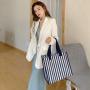Gelory Wholesale fashionable Multi Color Striped Large Capacity Ladies Canvas Button Tote Bag