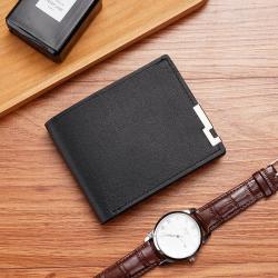 Men's short wallet Korean style iron edge men's horizontal multi-card space money clip trend card bag purse for men