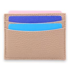 Nice full grain pebble leather branded rectangle credit card holder with premium oil painting