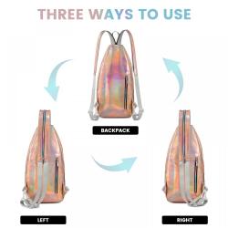 LOVEVOOK Custom Holographic Sling Bag Women Laser Reflective Sling Backpack Small Crossbody Bag Shoulder&Chest Daypack Unisex