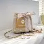 Straw Designer Tote Woman Handbag Custom Magnetic Button Large Capacity Bucket Bag Fresh Shopping Woven Chain Bags