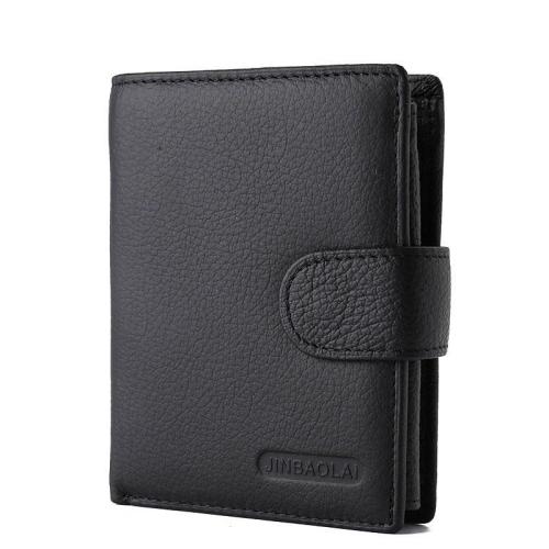 XL003 Men's Genuine Leather Short Wallet Soft Comfortable Purse Triple Folding Slim Metal Card Holders Accept Customized Logo