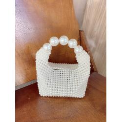 Retro hollow pearl handmade woven beaded handbag carteras para mujer 	 sac a main