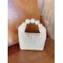 Retro hollow pearl handmade woven beaded handbag carteras para mujer 	 sac a main