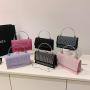 Simple Casual Water Diamond Small Square Bag for Women's 2024 Summer New Trend Shining Chain Handhag One Shoulder Crossbody Bag
