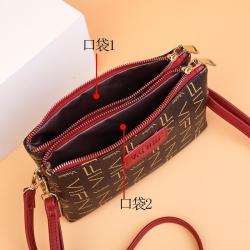Ladies handbag 2024 ladies printed shoulder crossbody bag fashion casual mobile phone bag double zipper wallet