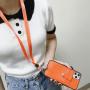 Leather Mobile Phone Case With Card Holder Slot Pocket Lanyard Necklace Crossbody Strap For Iphone 11 12 13 14 15 Pro Max Series