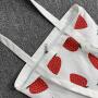 2024 New Strawberry Printed Reusable Canvas Bag Cartoon-Patterned Shoulder Bag Large Capacity Shopping Tote Bag