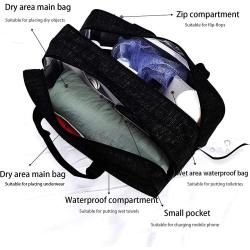 Gelory Wet Dry Separated Sports Cosmetic Wash Hand Bag Travel Toiletry Bag Waterproof Storage Sundries Beach Bag