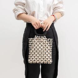 Wooden bead handmade woven women's bag with niche design handbag