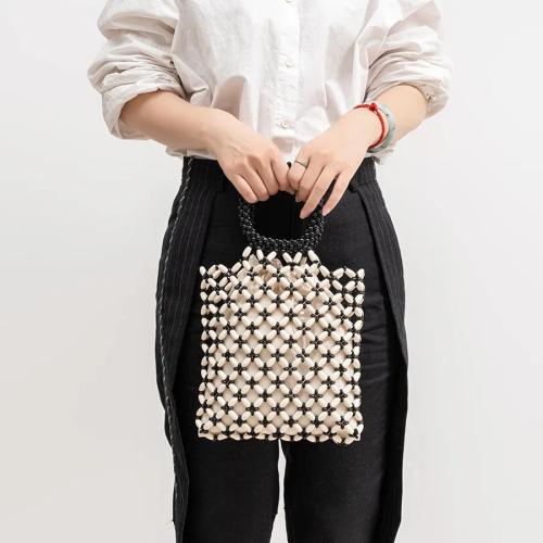 Wooden bead handmade woven women's bag with niche design handbag