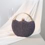 Retro Women's 2024 New Pleated Evening Bag Banquet Ladies Fashion Metal Handbag Box Bag Round Bag