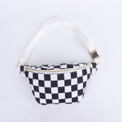 Keymay Print Your Own Pattern Inner Zipper Pocket Gold Hardware Waterproof Nylon Waist Pack Plaid Fanny Pack Chest Waist Bag