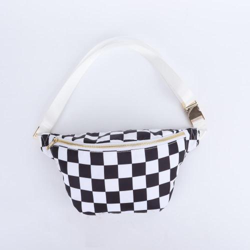 Keymay Print Your Own Pattern Inner Zipper Pocket Gold Hardware Waterproof Nylon Waist Pack Plaid Fanny Pack Chest Waist Bag