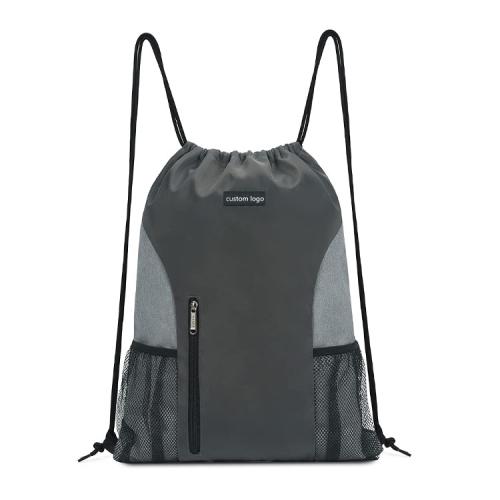 Custom Reusable Drawstring Backpack Sports Gym With Mesh Pockets Water Resistant String Bag For Women Men Children