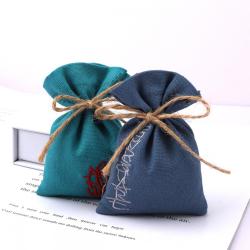 Custom Embroidery Small Organic Cotton Pouch Luxury Promotion Gift Sachet Packing Canvas Drawstring Bag