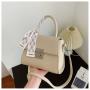 Pu Leather Wholesale Women Handbags Pure Color Designer Shoulder Bags Silk Scarf Quality Handbags