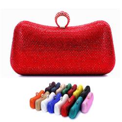 Factory wholesale chain ladies shoulder bags metal box rhinestone purse blue clutch evening bag green crystal bag women handbags pochette femme