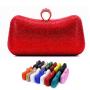 Factory wholesale chain ladies shoulder bags metal box rhinestone purse blue clutch evening bag green crystal bag women handbags pochette femme