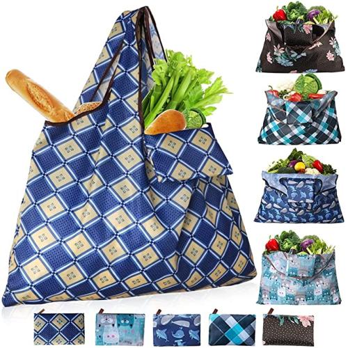Custom Reusable Waterproof Folding Large Capacity Handbags Shopping Tote Bags Portable Women Foldable Eco Grocery Bag