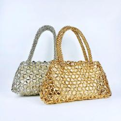 Cutome design brand bag Hot Selling Luxury Women Handbag Acrylic Bead Bags Gold Silver Clutch Evening Bag