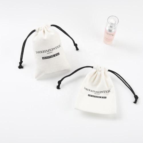 12 Oz Small Cotton Canvas Dust Makeup Packaging Bag White Thick Canvas Drawstring Bag For Jewelry