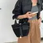 Autumn Retro Spliced Leather Basket Bag External Leather Buckle Suede Leather Handbag