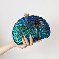 New arrival beading bags retro evening clutch bag purse ladies evening bags green beaded handbags wholesale pochette femme