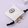 Custom Logo Printing Brush Canvas Jewelry Necklace Bag Drawstring Luxury Cotton Canvas Mini Jewelry Pouch