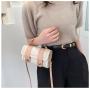 New Pu Fashion Women Bag Leisure High Texture Women's Handbag Solid Color Buckle Fashion Splicing Single Shoulder Messenger Bag