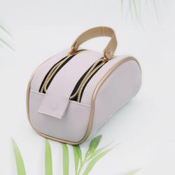 Factory Sale Portable double zipper cosmetic bag custom pu portable toiletry storage bag