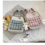 Fashion Elegant Lady Designer Bags Small Bear Backpack with Cute Pendant for Girl Stylish Grid Combination Dyes Pattern  Satchel