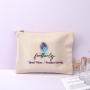 Custom Hot Stamping Natural Canvas Makeup Zipper Bag Organic Promotion Cotton Canvas Cosmetic Pouch