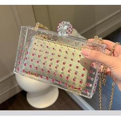 Wholesale Luxury handbag purse acrylic ladies transparent women's clutch evening bags purse crossbody clear bag