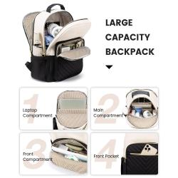 LOVEVOOK 15.6 17 Inch Business Work Laptop Bags Purse with USB Port Waterproof Business College Travel Backpacks for Woman