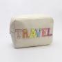Waterproof Durable Nylon Pouch Small Large Size Toiletry Bag Embroidered Chenille Travel Makeup Bags Custom Label Cosmetic Bags