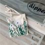Gelory Simple Chamomile Printed Tote Bag Student Cute Women Canvas Shoulder Bag Large Capacity Handbag