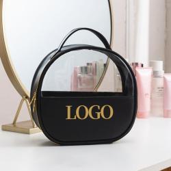 new style customization 3pcs/set luxury designer pvc clear cosmetic bags black travel makeup pouch bag with logo