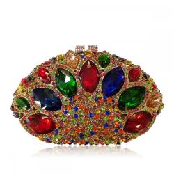 Diamond embellished luxury women's handbag party clutch bag handmade green evening bags rhinestone purses