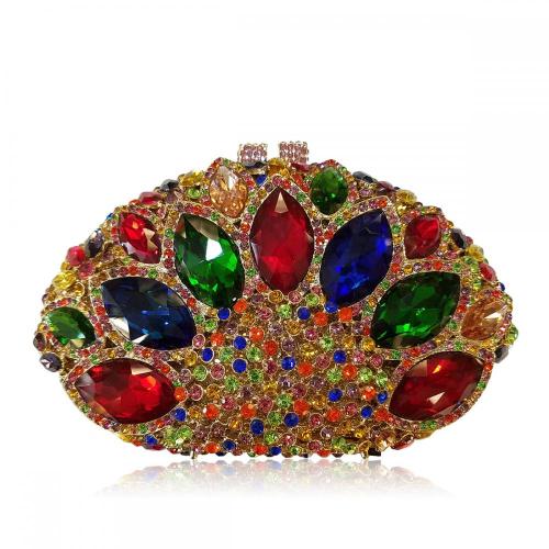 Diamond embellished luxury women's handbag party clutch bag handmade green evening bags rhinestone purses