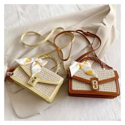 2022 New Texture Fashion Niche Design Straw Woven Bag Portable Diagonal Country Style Shoulder Messenger Small Square