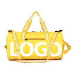 custom logo gym bag spend the night bags bright yellow color travel tote foldable fitness over night duffle bags for women