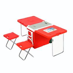 28L Multi-functional picnic ice insulated cooler box with handle and wheels and table and chairs
