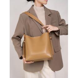 Autumn & Winter Genuine Leather Brown Bucket Bags Shoulder Underarm bags for Women Leather Handbags for Ladies Luxury Tote Bags