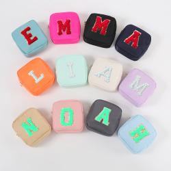 Hot Selling Colorful DIY Patch Name on Women Cute Custom Logo Make Up Organizer Waterproof Travel Accessories Nylon Pouch
