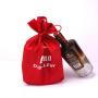 Custom Logo Printed Square Bottom Leather Travel Drawstring Wine Bottle Bag Christmas Leather Wine Gift Bag