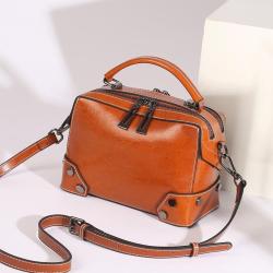Oil Wax Soft Leather Lady Hand-held Shoulder Bag Fashion Messenger Bag Women Handbags Designer Crossbody