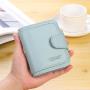 Ladies Zipper Button Short Wallet PU Leather Small Coin Purse Solid Color Multifunctional Purse carteras para mujer