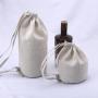 Eco-Friendly Round Bottom Organic 100% Cotton Linen Embroidery Pouch Dust Gift Coca Coffee Bean Wine Storage Linen Bag