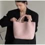 New Hand Woven Large Capacity Tote Carrying Women'S Single Shoulder Bun Female Vegetable Basket Female Bag